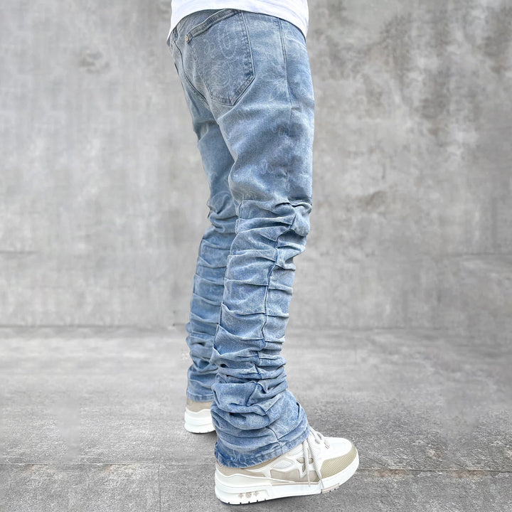 Designer stacked street jeans