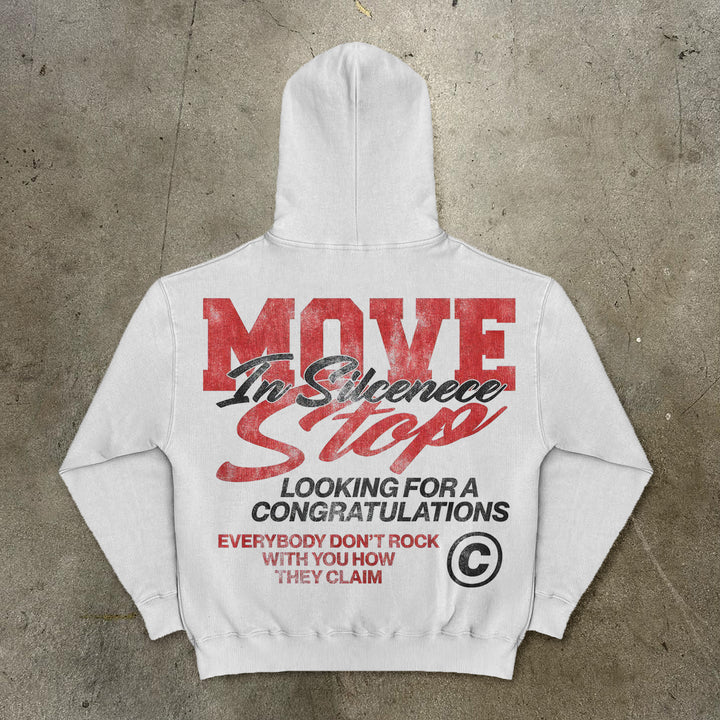 Move In Silence Print Long Sleeve Hoodies