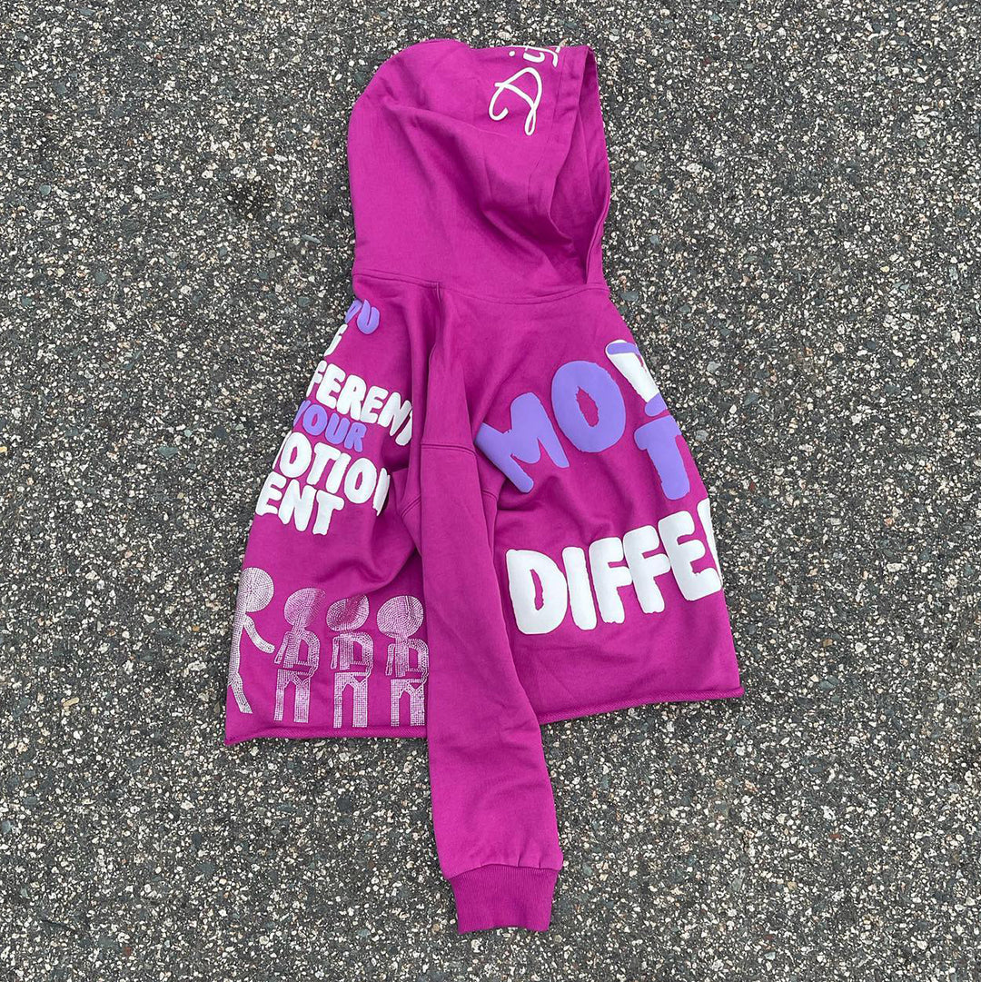 Motion different puff printing cotton street hoodie