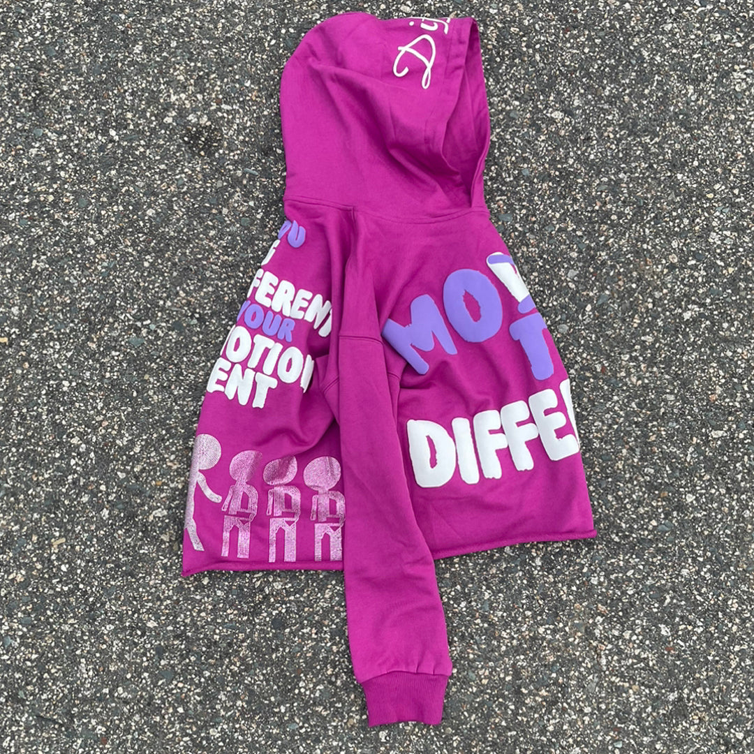 Motion different puff printing cotton street hoodie