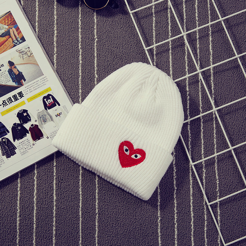 Heart winter heart-shaped knitted hat beanie
