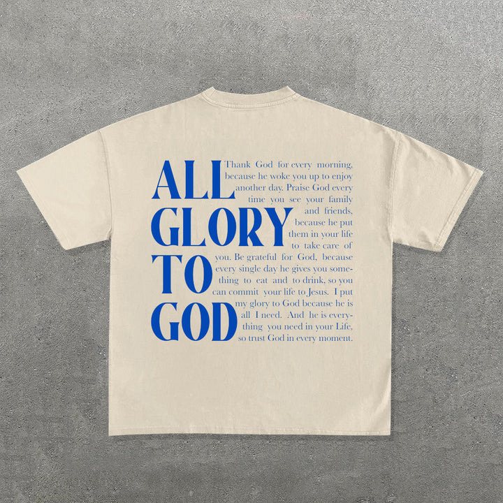 All Glory To God Print Short Sleeve T-Shirt