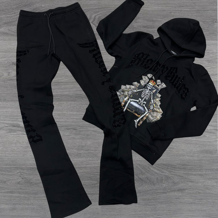 Street Style Skull Print Hoodie Set