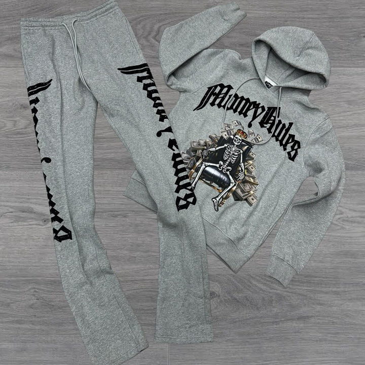 Street Style Skull Print Hoodie Set