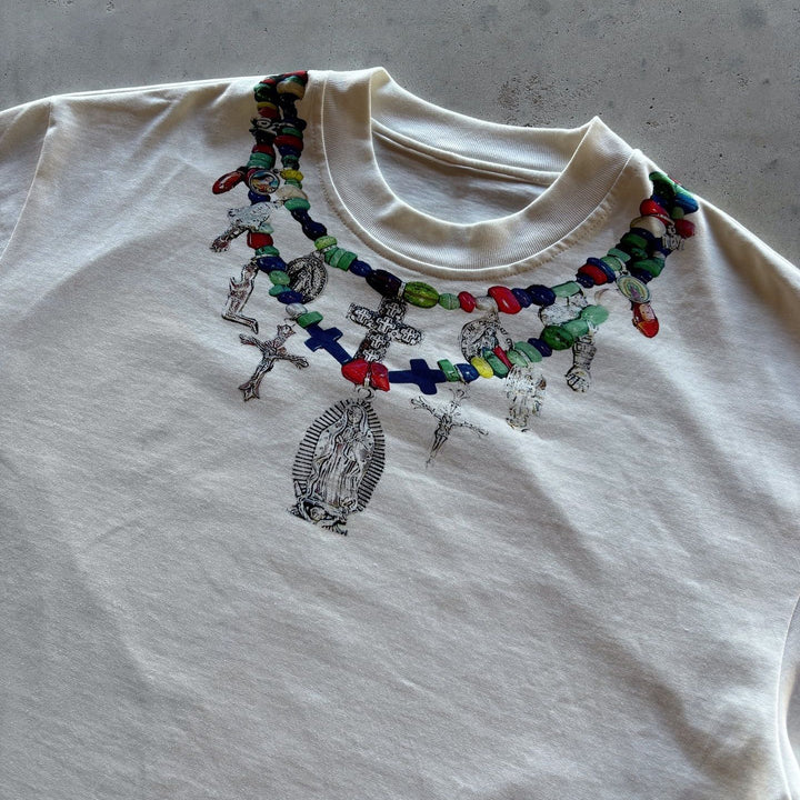 Language Necklace Print Short Sleeve T-Shirt