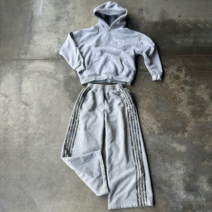 Camouflage Stripe Print Two Piece Hoodie Set