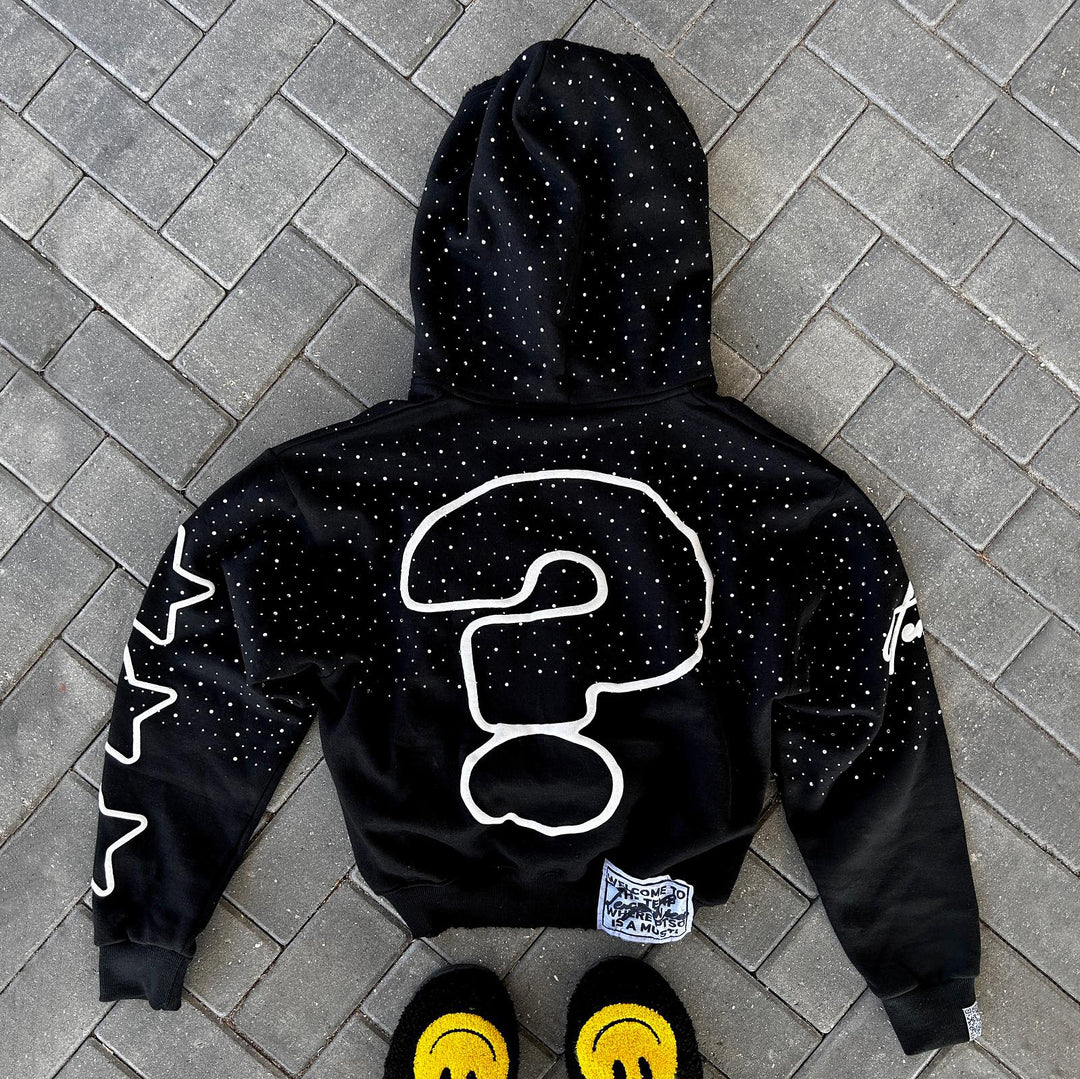 Starry casual street retro zip-up hoodie