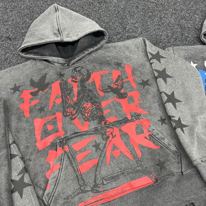 Faith Over Fear Casual Street Vintage Hoodie