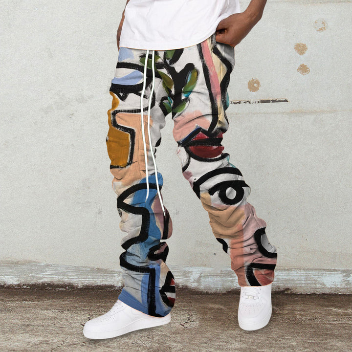 Artistic retro print trousers