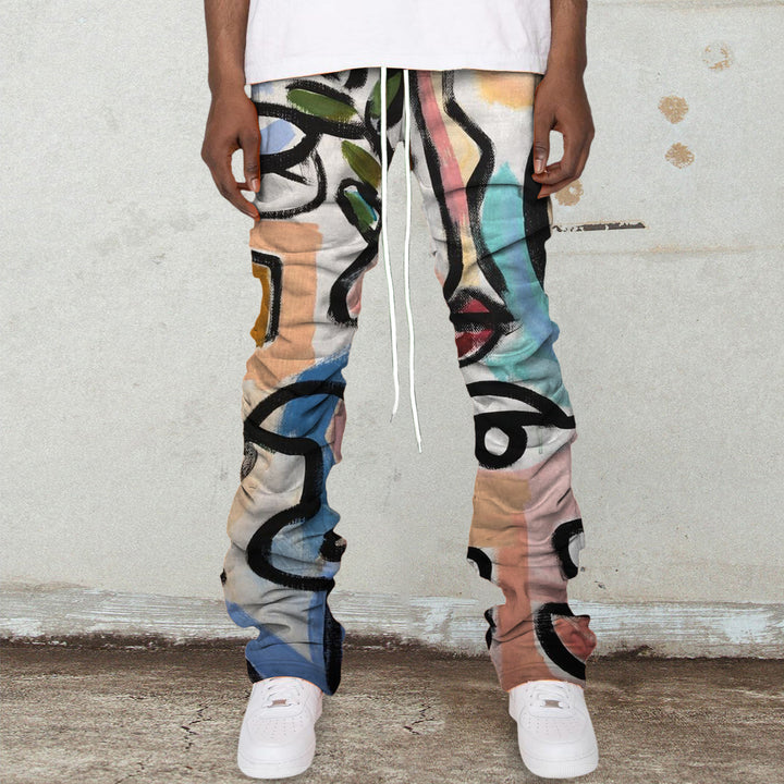 Artistic retro print trousers