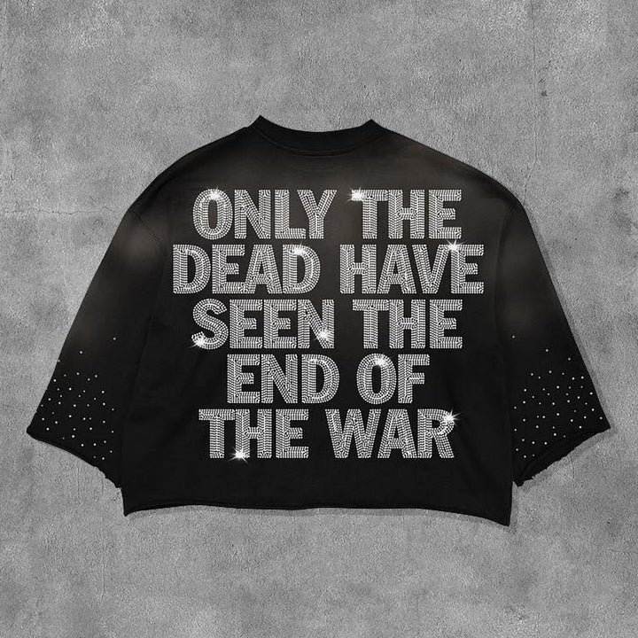 Stop The War Printed Three-quarter Sleeve T-shirt