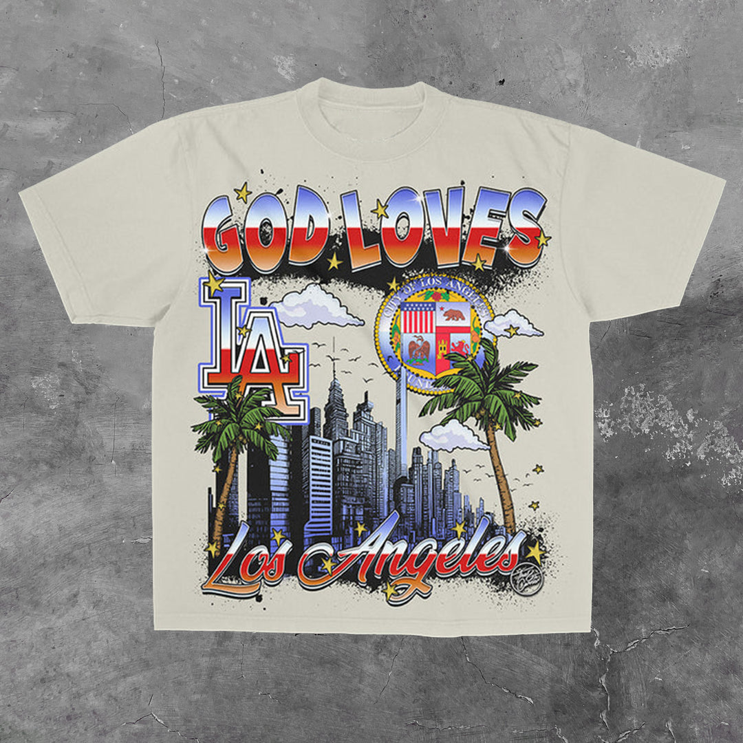 God Loves Los Angeles printed T-shirt