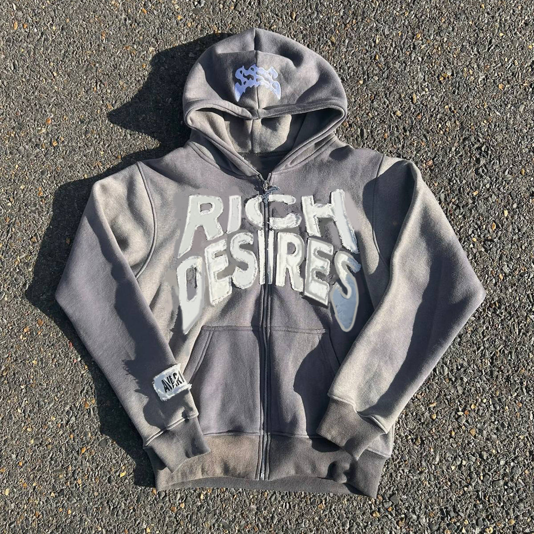 Desire Casual Street Vintage Zip Hoodie