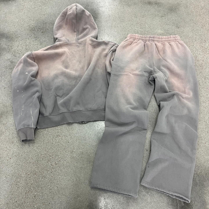 Vintage Hoodie Trousers Two-Piece Set