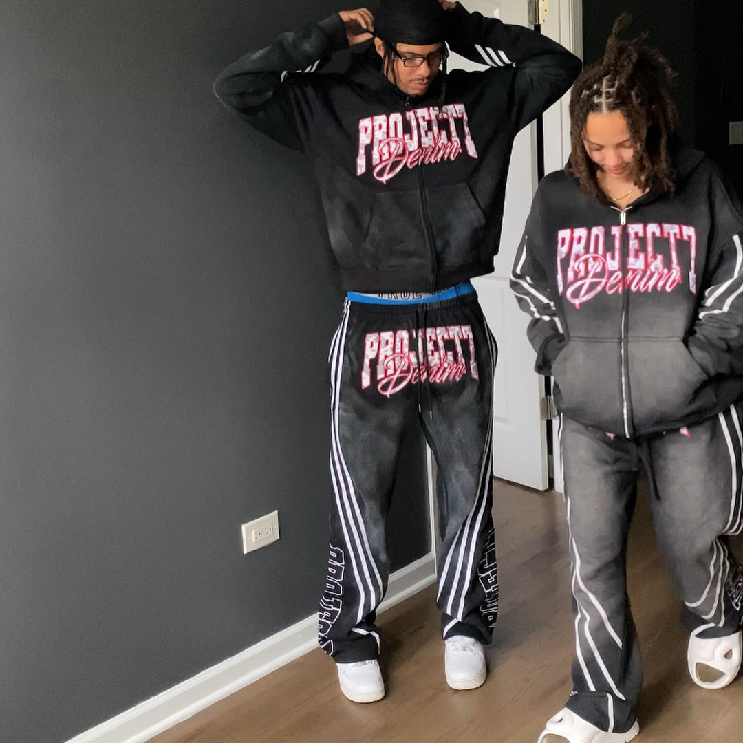 Casual Street Retro Pants Hoodie Two-Piece Set